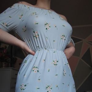 Floral mini blue summery dress